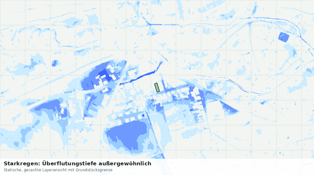 Statische Kartenansicht: Starkregen: Überflutungstiefe außergewöhnlich