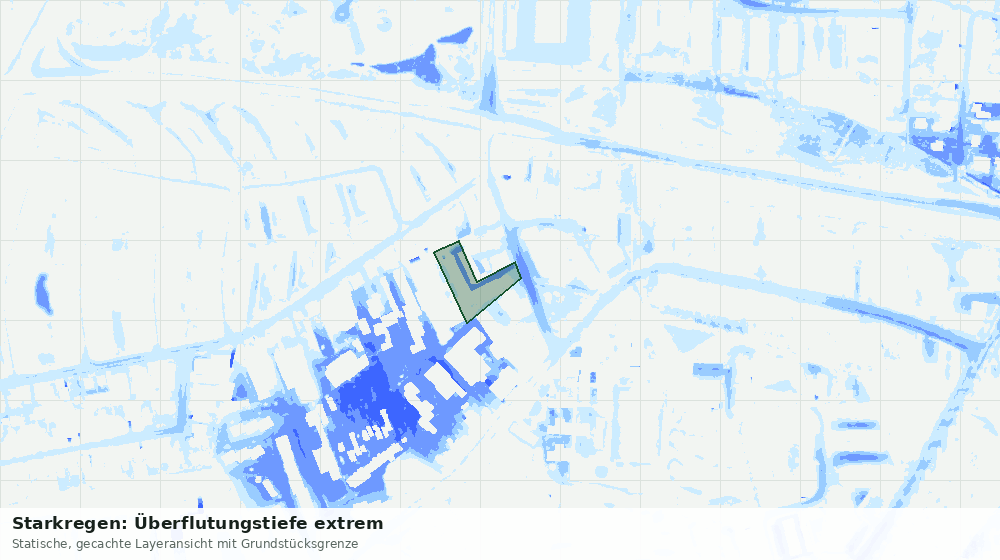 Statische Kartenansicht: Starkregen: Überflutungstiefe extrem