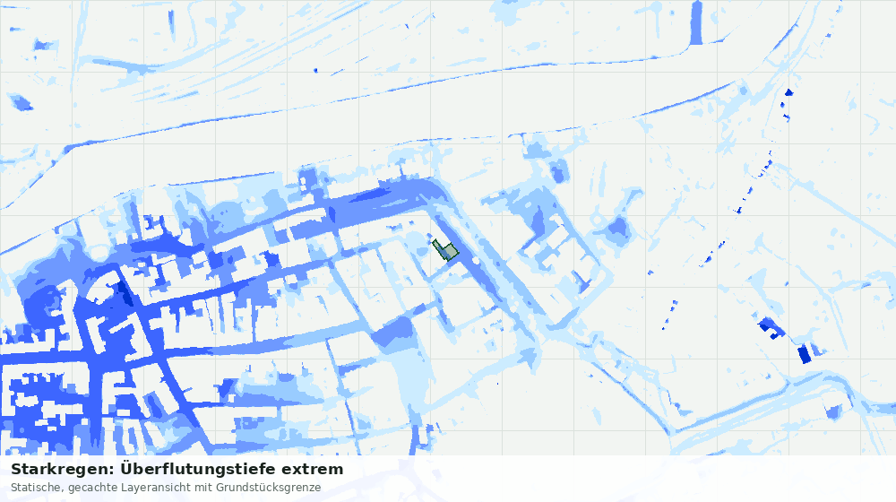 Statische Kartenansicht: Starkregen: Überflutungstiefe extrem