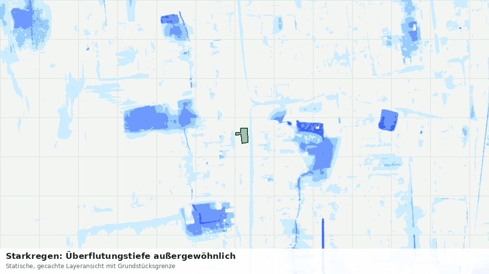Statische Kartenansicht: Starkregen: Überflutungstiefe außergewöhnlich