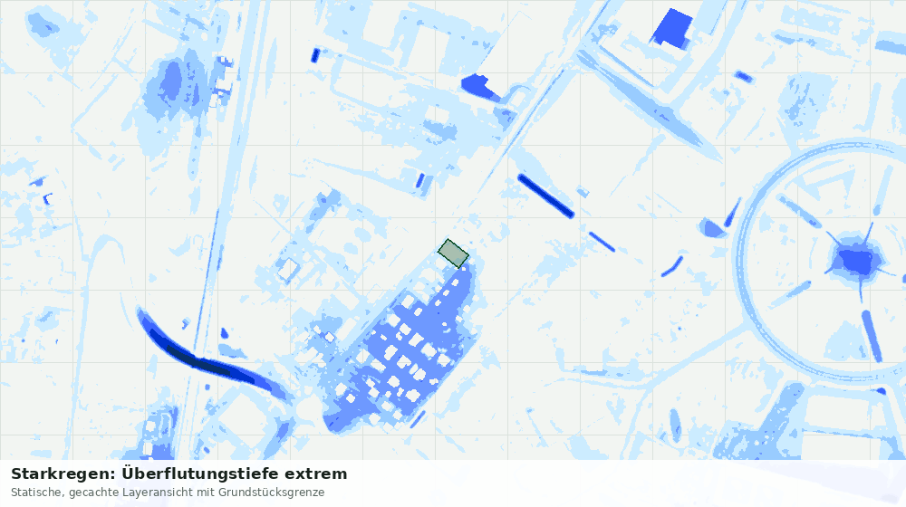 Statische Kartenansicht: Starkregen: Überflutungstiefe extrem