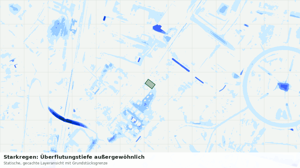 Statische Kartenansicht: Starkregen: Überflutungstiefe außergewöhnlich