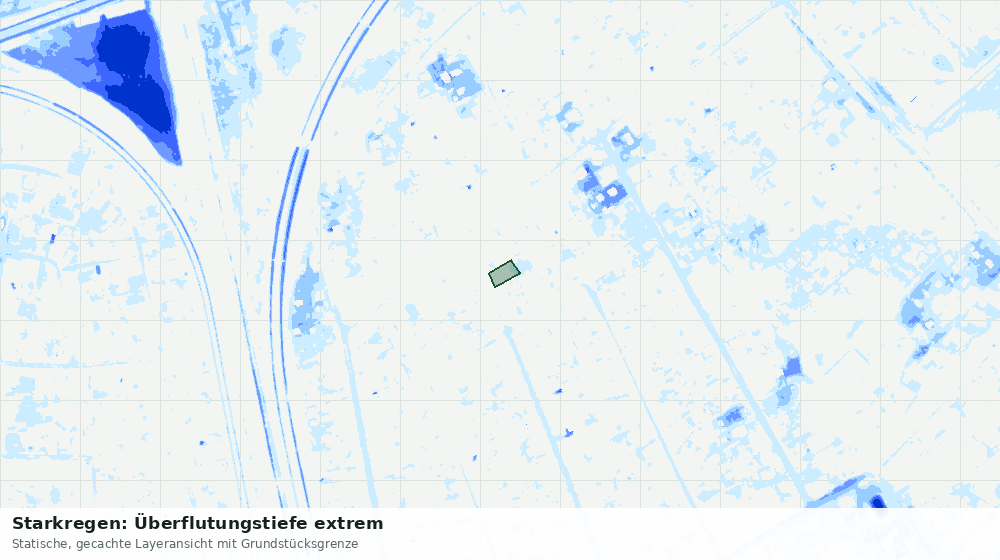 Statische Kartenansicht: Starkregen: Überflutungstiefe extrem