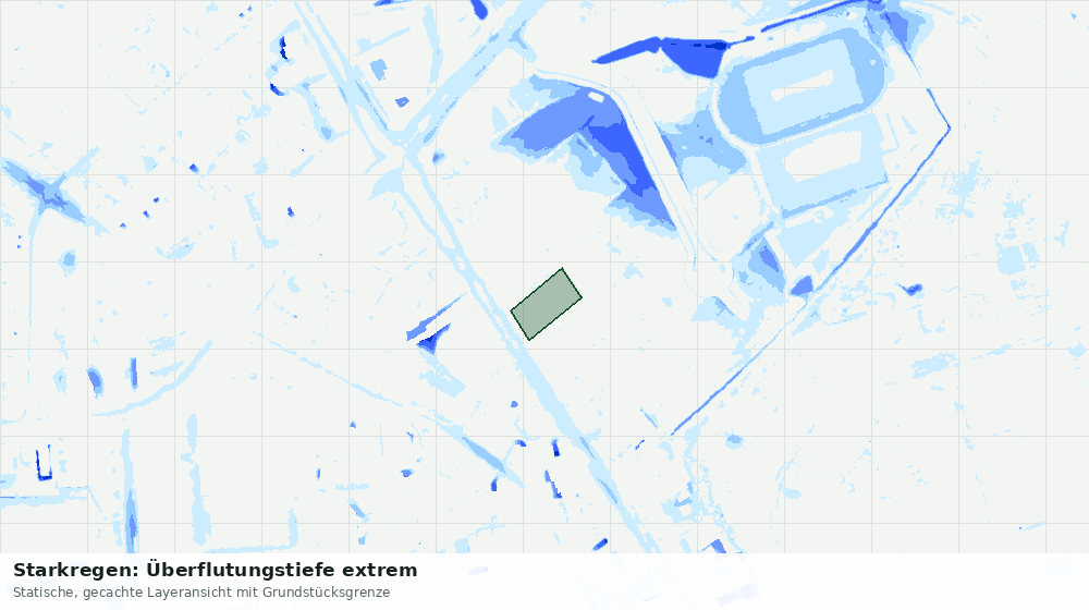 Statische Kartenansicht: Starkregen: Überflutungstiefe extrem