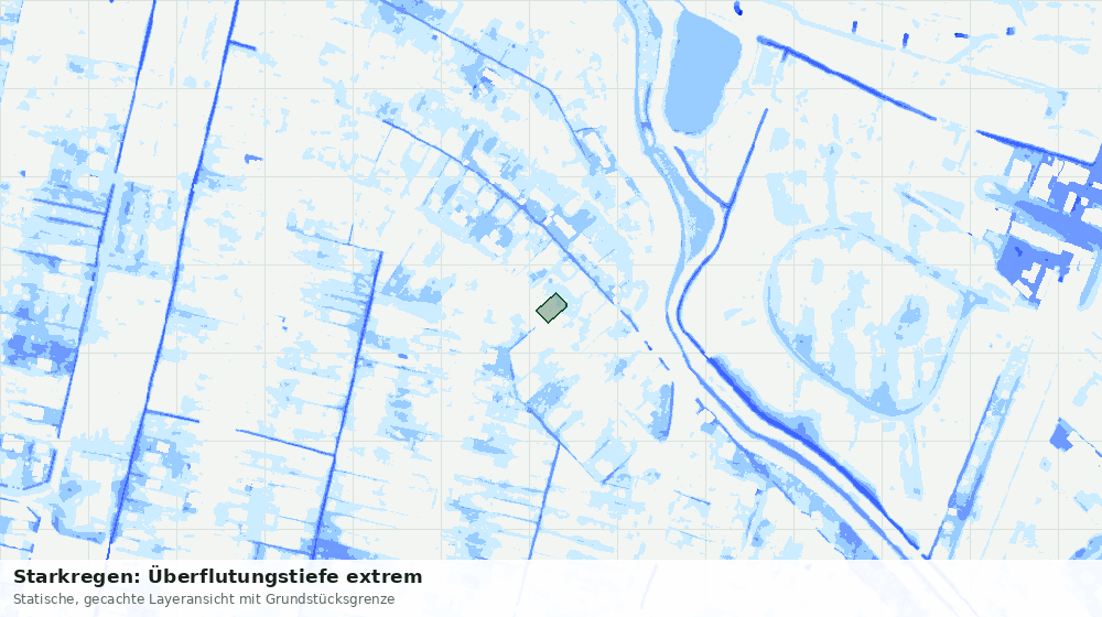 Statische Kartenansicht: Starkregen: Überflutungstiefe extrem
