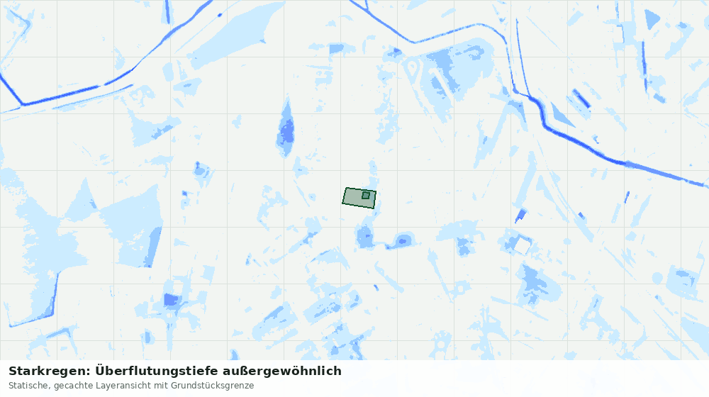 Statische Kartenansicht: Starkregen: Überflutungstiefe außergewöhnlich