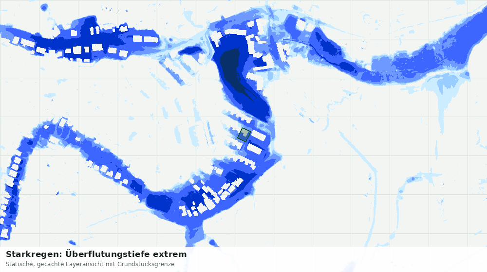 Statische Kartenansicht: Starkregen: Überflutungstiefe extrem