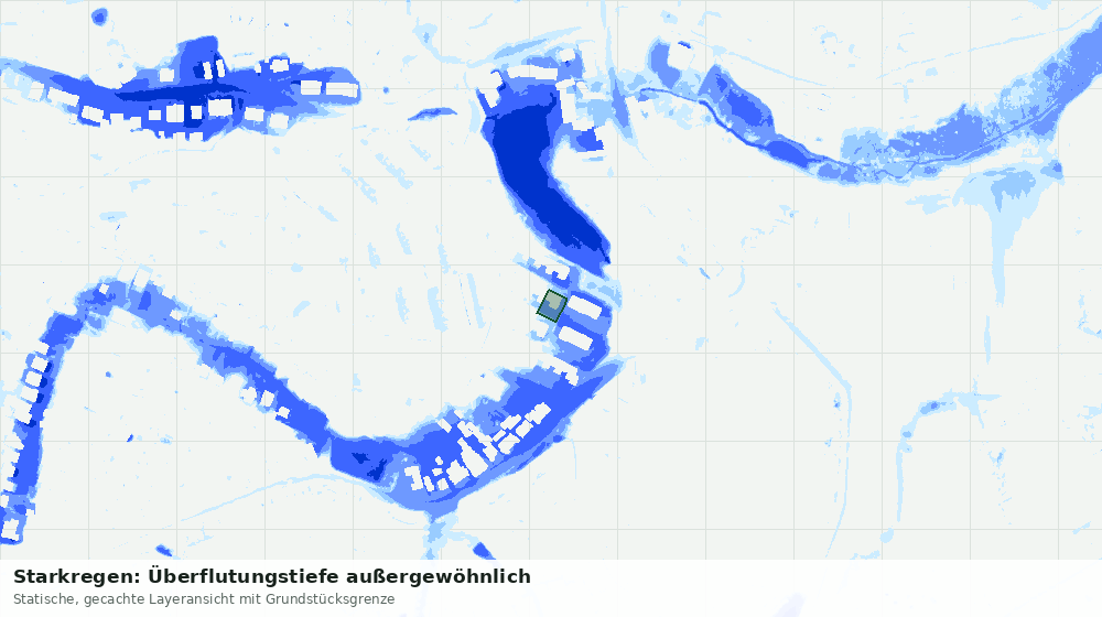 Statische Kartenansicht: Starkregen: Überflutungstiefe außergewöhnlich