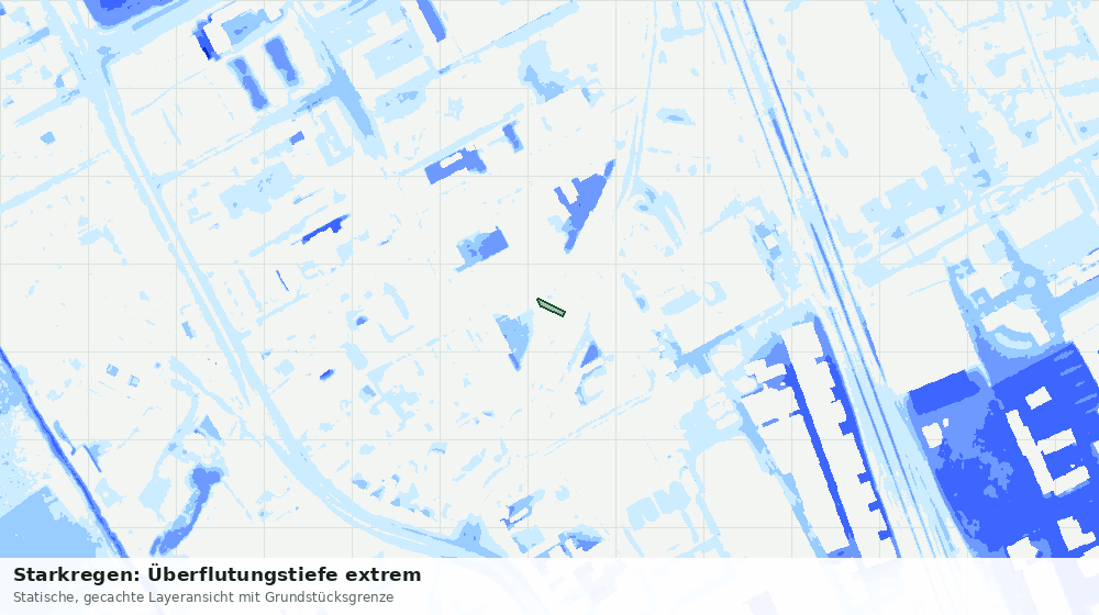 Statische Kartenansicht: Starkregen: Überflutungstiefe extrem