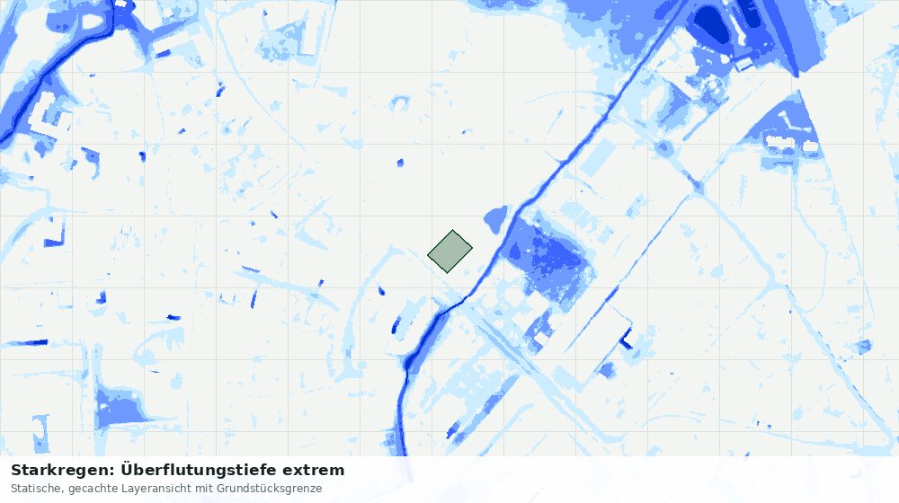 Statische Kartenansicht: Starkregen: Überflutungstiefe extrem