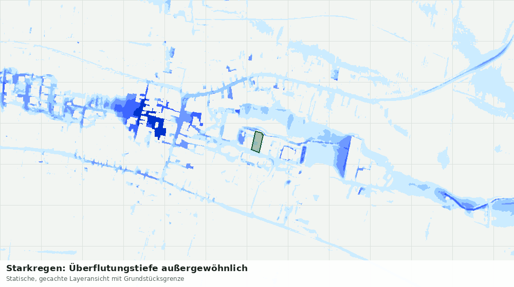 Statische Kartenansicht: Starkregen: Überflutungstiefe außergewöhnlich