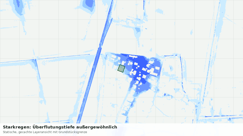 Statische Kartenansicht: Starkregen: Überflutungstiefe außergewöhnlich