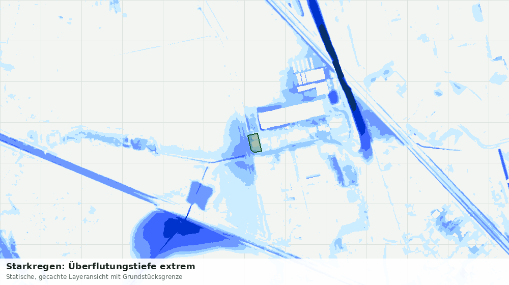 Statische Kartenansicht: Starkregen: Überflutungstiefe extrem