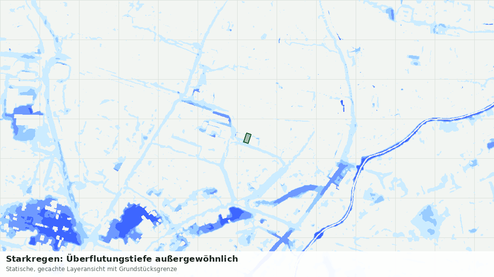Statische Kartenansicht: Starkregen: Überflutungstiefe außergewöhnlich
