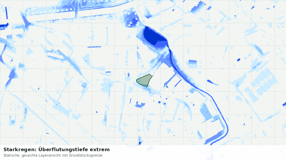 Statische Kartenansicht: Starkregen: Überflutungstiefe extrem