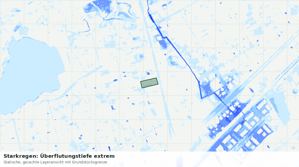 Statische Kartenansicht: Starkregen: Überflutungstiefe extrem