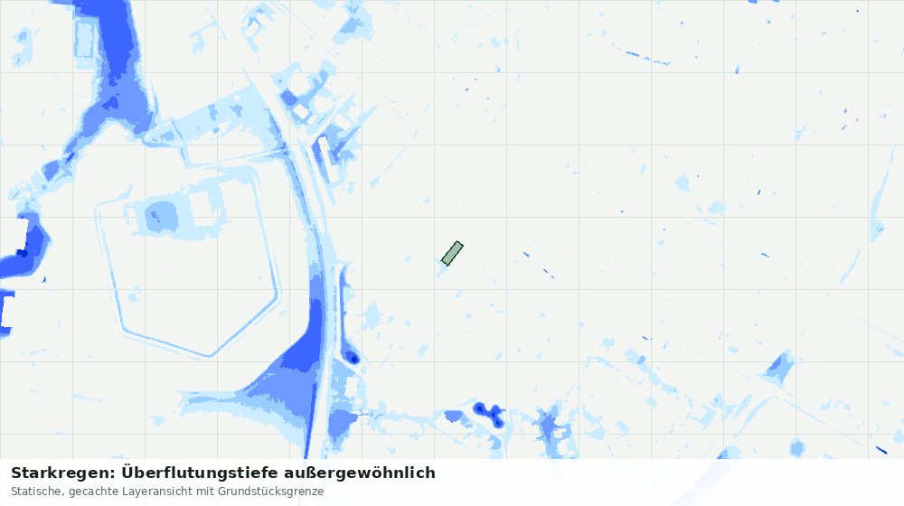 Statische Kartenansicht: Starkregen: Überflutungstiefe außergewöhnlich