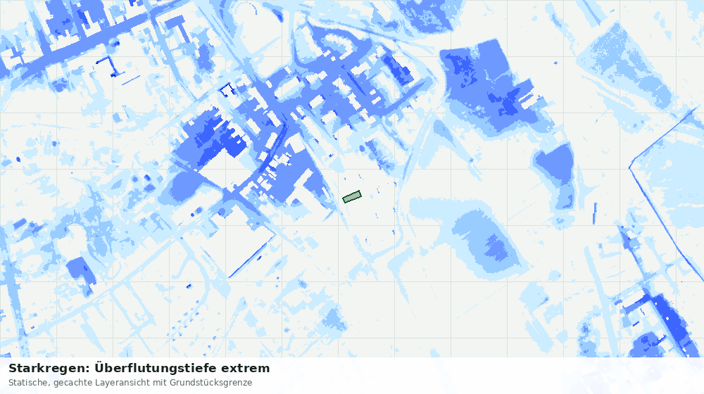 Statische Kartenansicht: Starkregen: Überflutungstiefe extrem