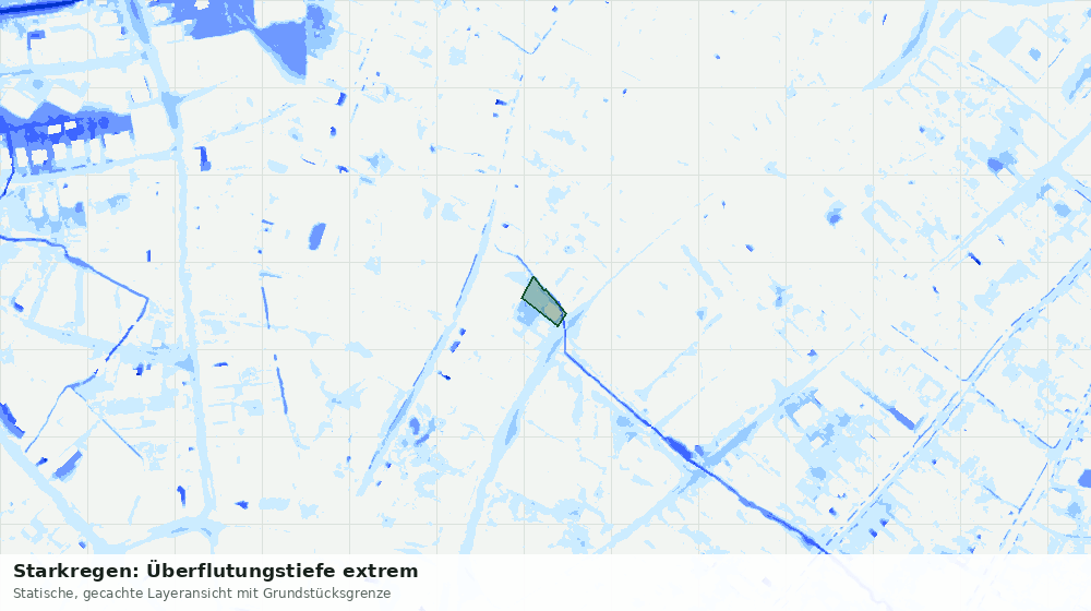 Statische Kartenansicht: Starkregen: Überflutungstiefe extrem