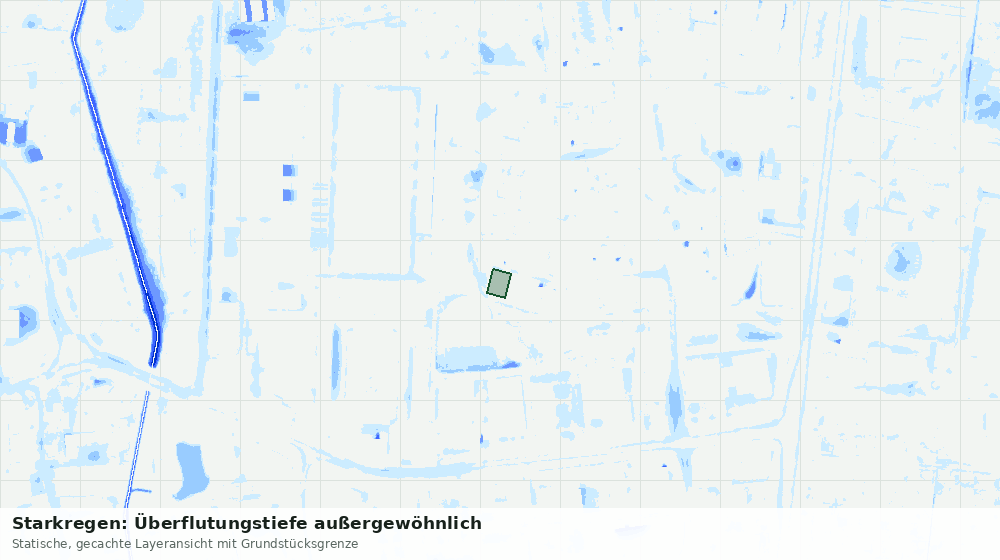 Statische Kartenansicht: Starkregen: Überflutungstiefe außergewöhnlich