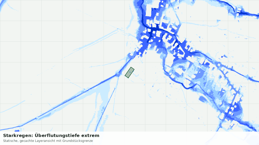 Statische Kartenansicht: Starkregen: Überflutungstiefe extrem
