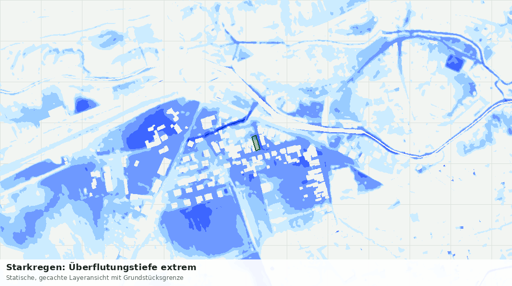 Statische Kartenansicht: Starkregen: Überflutungstiefe extrem