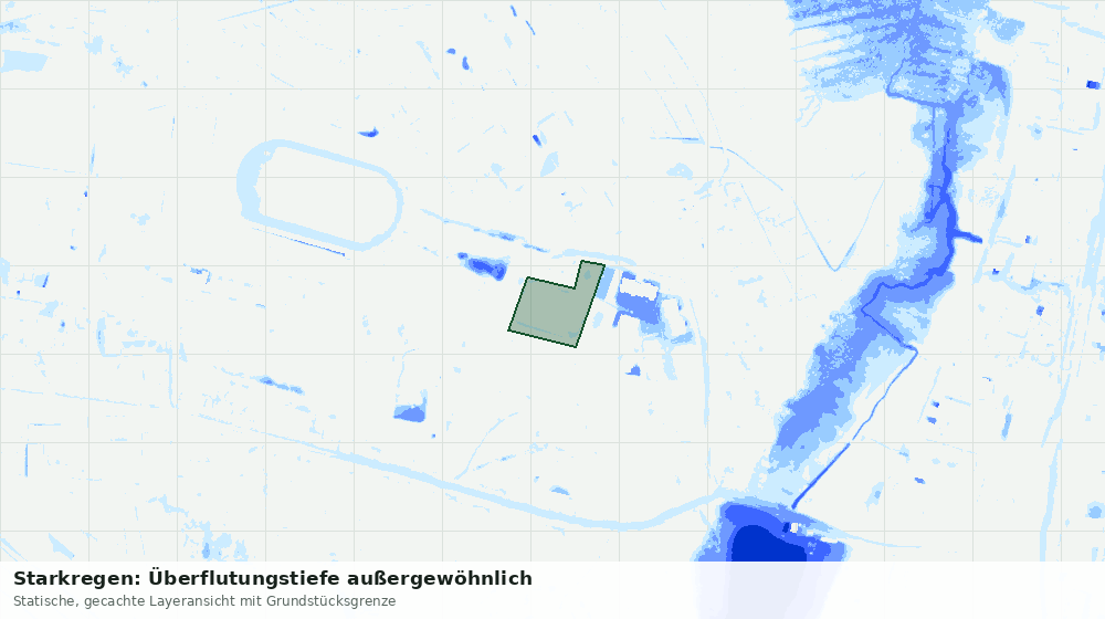 Statische Kartenansicht: Starkregen: Überflutungstiefe außergewöhnlich