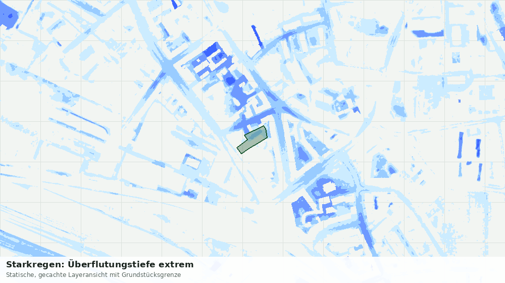 Statische Kartenansicht: Starkregen: Überflutungstiefe extrem