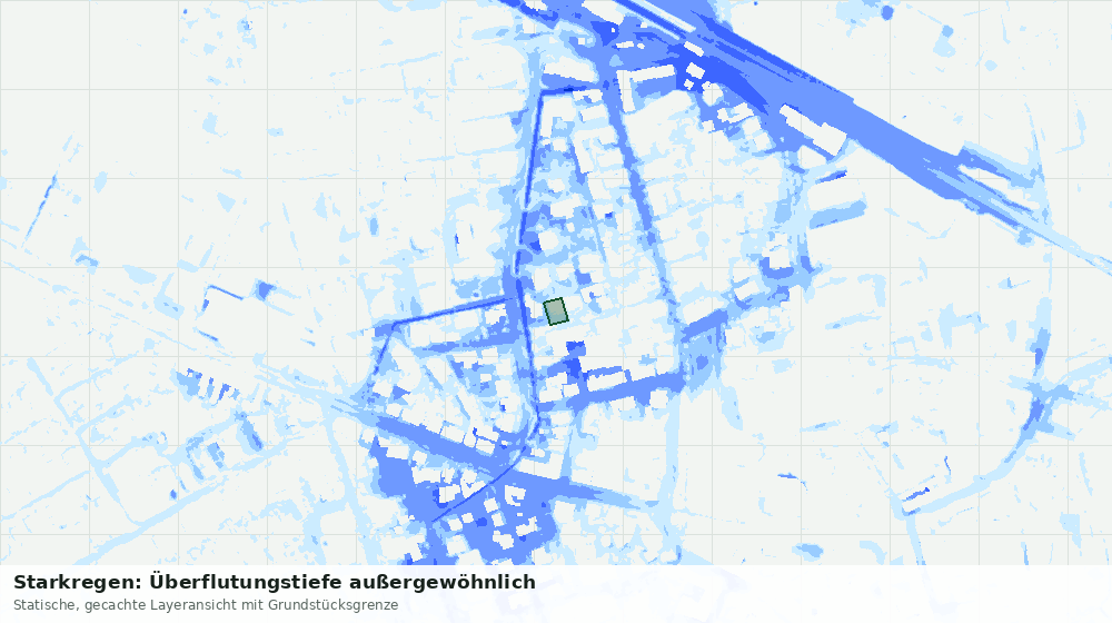 Statische Kartenansicht: Starkregen: Überflutungstiefe außergewöhnlich