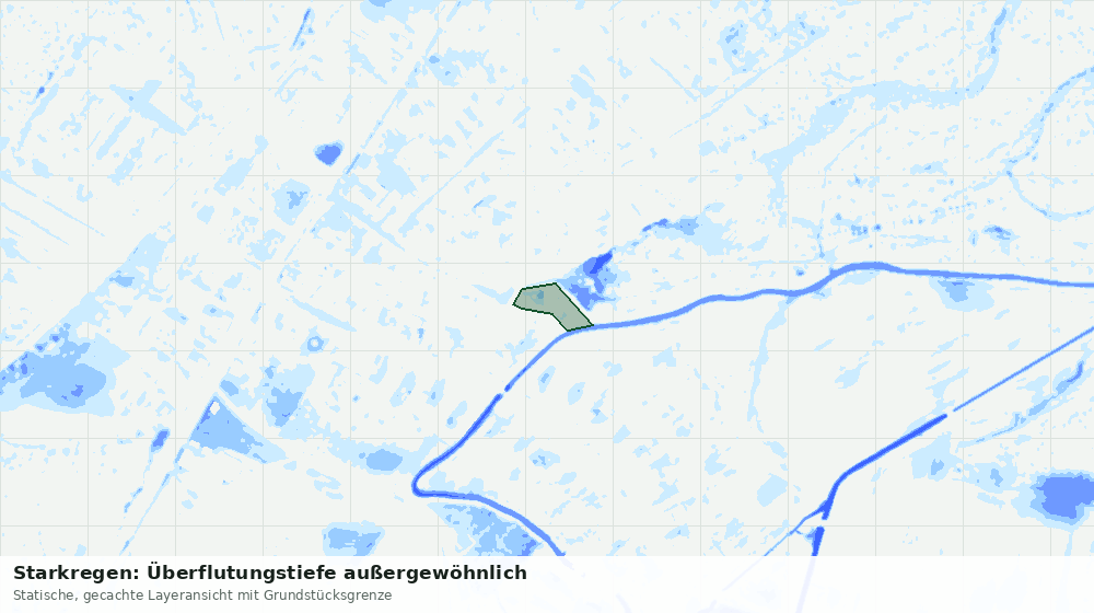Statische Kartenansicht: Starkregen: Überflutungstiefe außergewöhnlich