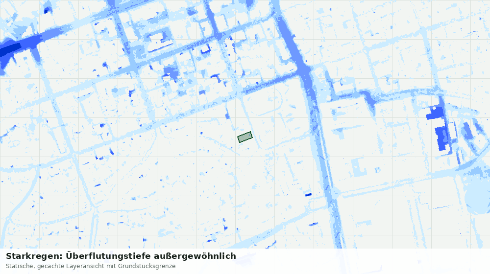 Statische Kartenansicht: Starkregen: Überflutungstiefe außergewöhnlich