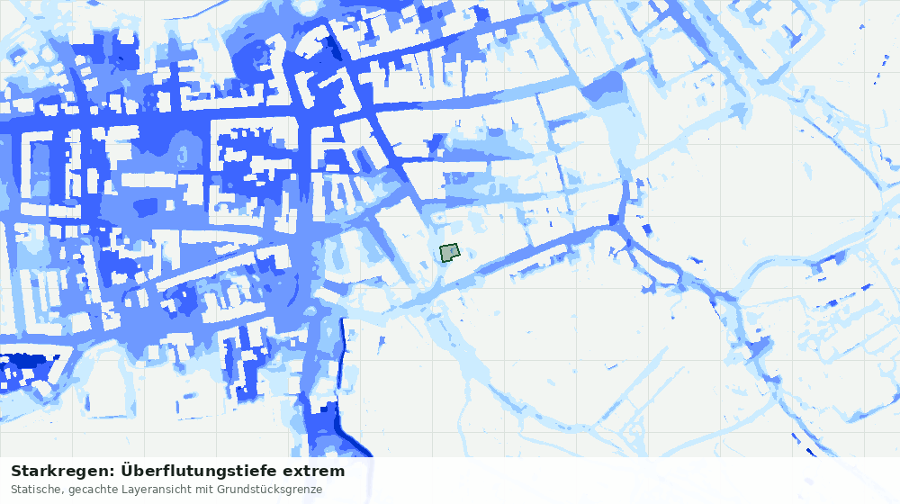 Statische Kartenansicht: Starkregen: Überflutungstiefe extrem