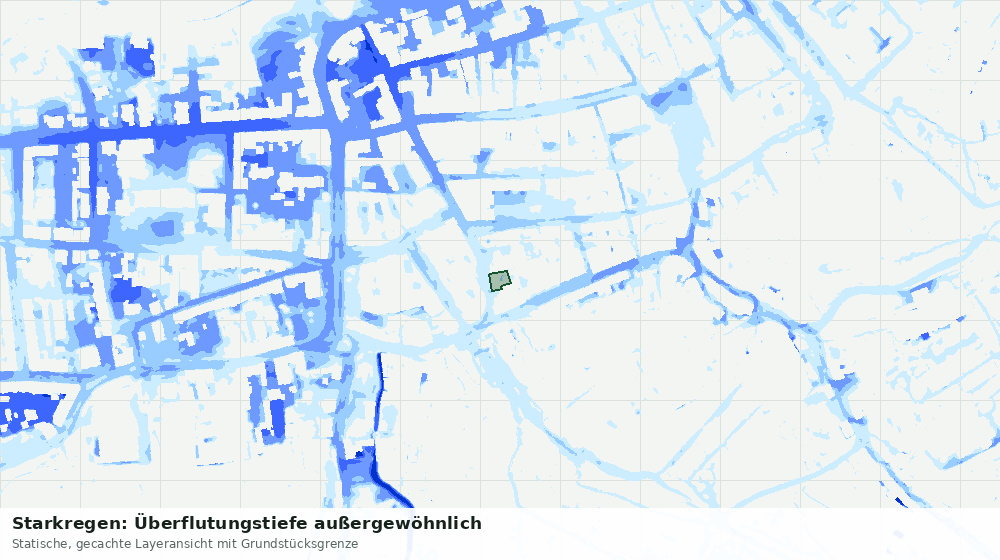 Statische Kartenansicht: Starkregen: Überflutungstiefe außergewöhnlich