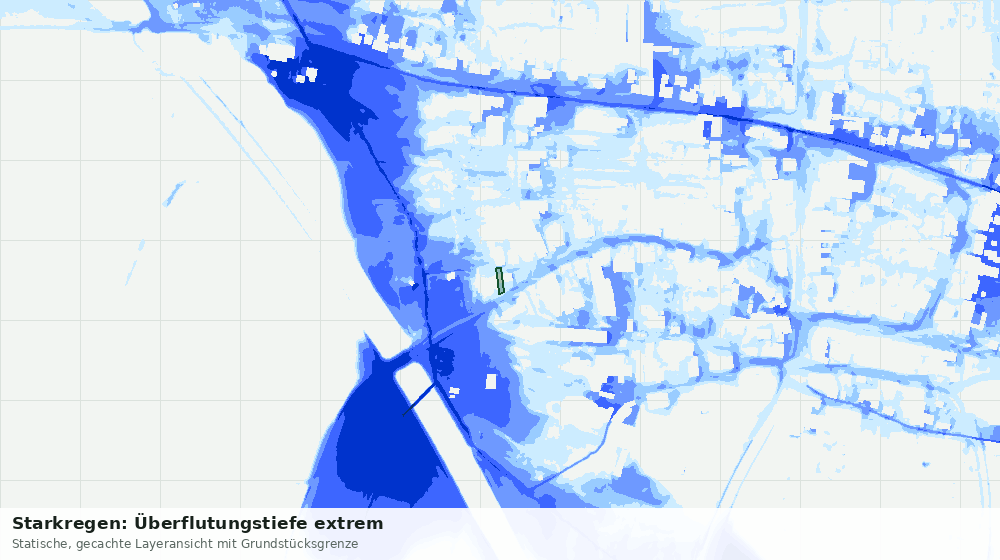 Statische Kartenansicht: Starkregen: Überflutungstiefe extrem
