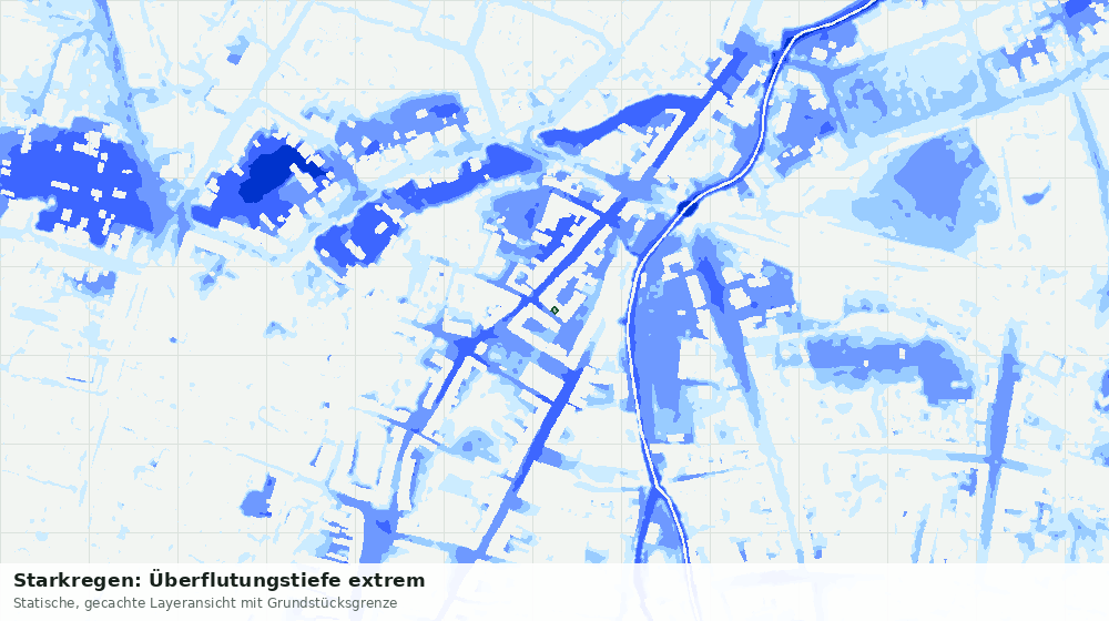 Statische Kartenansicht: Starkregen: Überflutungstiefe extrem