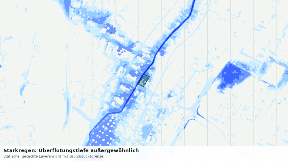 Statische Kartenansicht: Starkregen: Überflutungstiefe außergewöhnlich