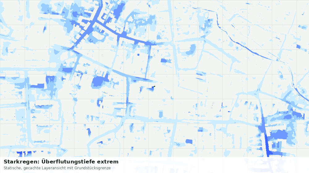 Statische Kartenansicht: Starkregen: Überflutungstiefe extrem