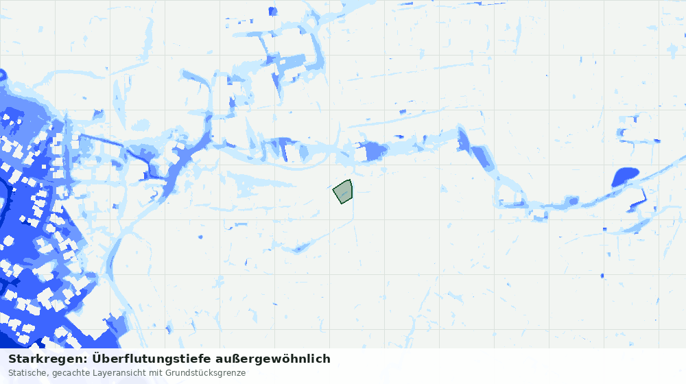 Statische Kartenansicht: Starkregen: Überflutungstiefe außergewöhnlich