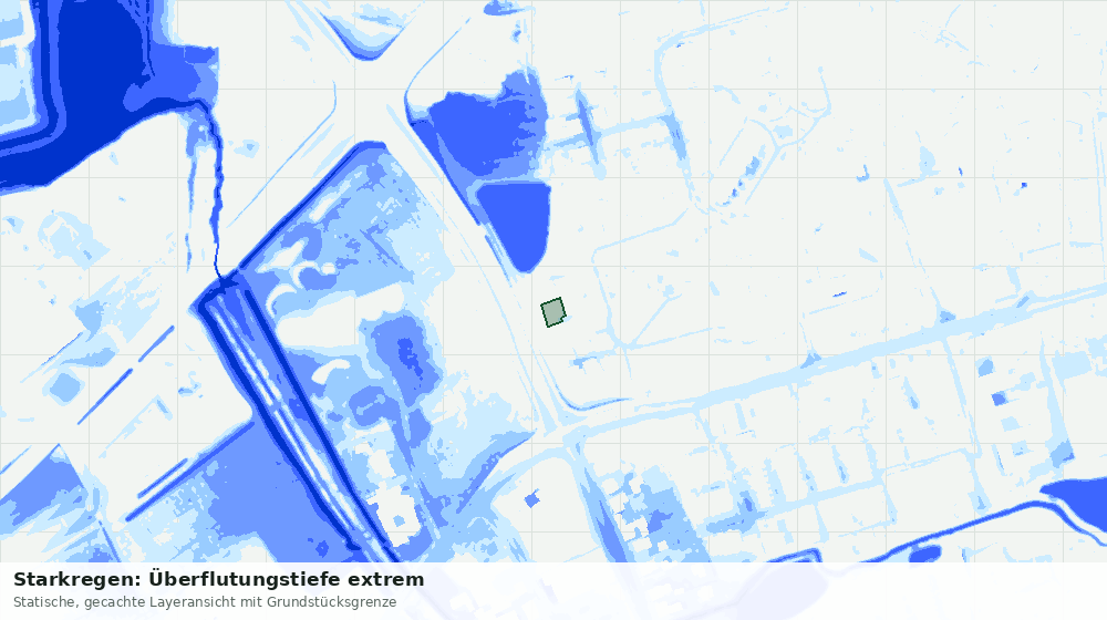 Statische Kartenansicht: Starkregen: Überflutungstiefe extrem
