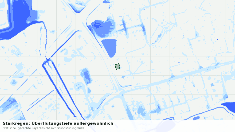 Statische Kartenansicht: Starkregen: Überflutungstiefe außergewöhnlich