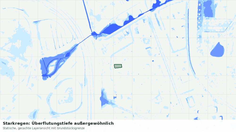 Statische Kartenansicht: Starkregen: Überflutungstiefe außergewöhnlich