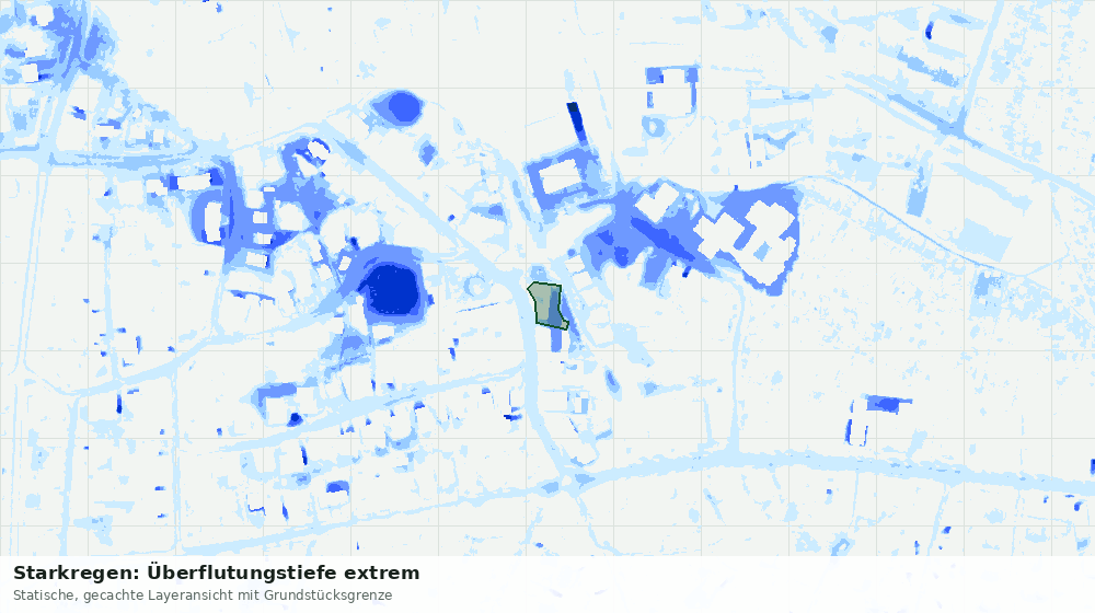 Statische Kartenansicht: Starkregen: Überflutungstiefe extrem