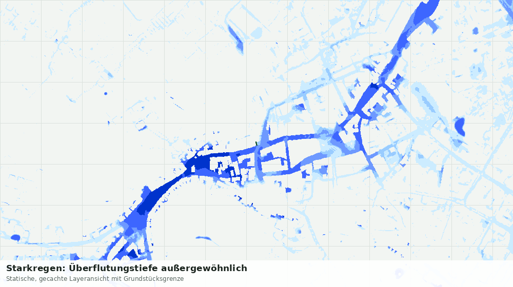 Statische Kartenansicht: Starkregen: Überflutungstiefe außergewöhnlich
