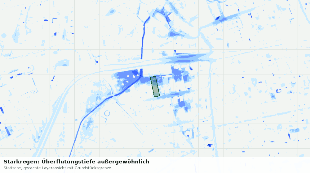 Statische Kartenansicht: Starkregen: Überflutungstiefe außergewöhnlich