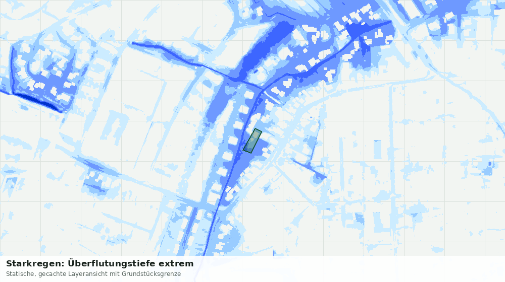 Statische Kartenansicht: Starkregen: Überflutungstiefe extrem