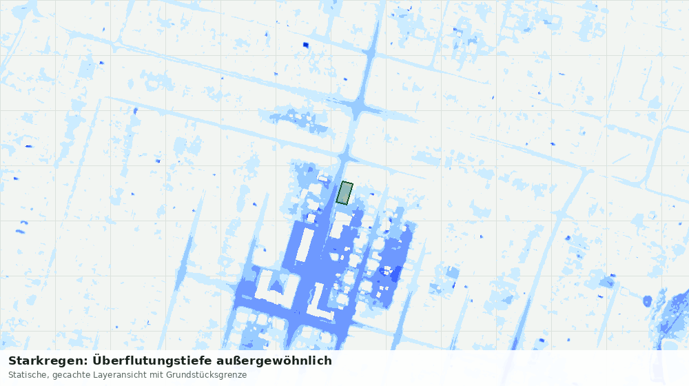 Statische Kartenansicht: Starkregen: Überflutungstiefe außergewöhnlich