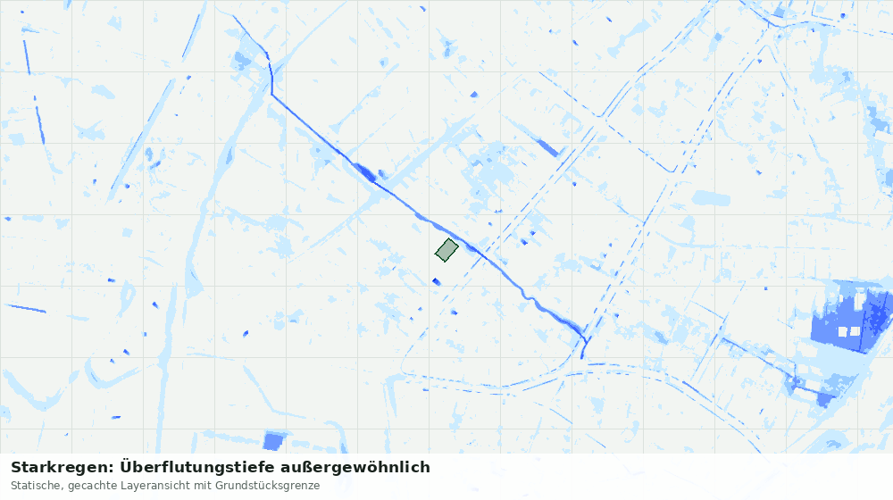 Statische Kartenansicht: Starkregen: Überflutungstiefe außergewöhnlich