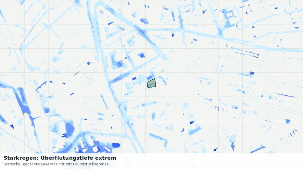 Statische Kartenansicht: Starkregen: Überflutungstiefe extrem