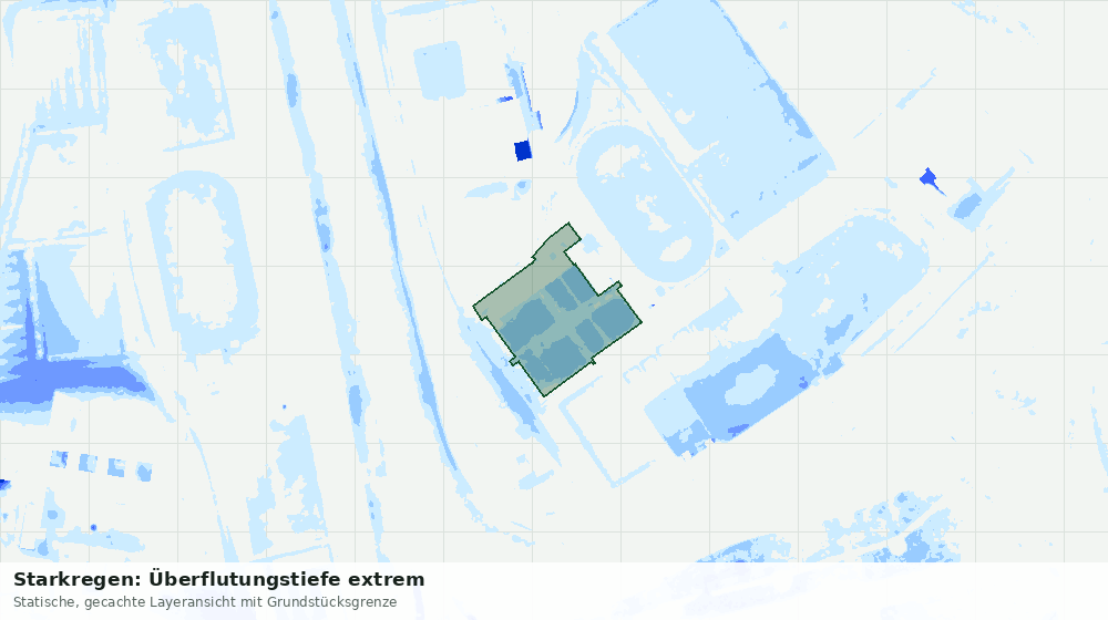 Statische Kartenansicht: Starkregen: Überflutungstiefe extrem