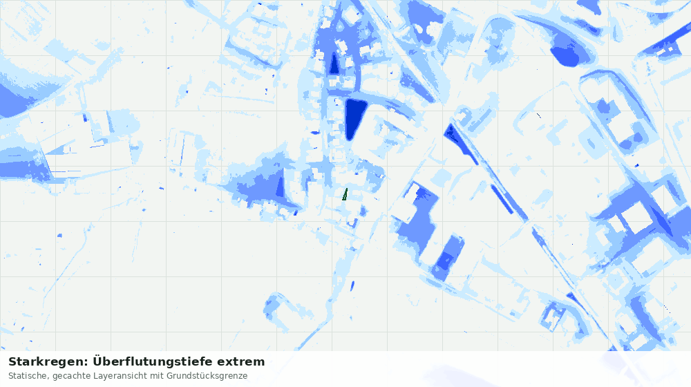 Statische Kartenansicht: Starkregen: Überflutungstiefe extrem